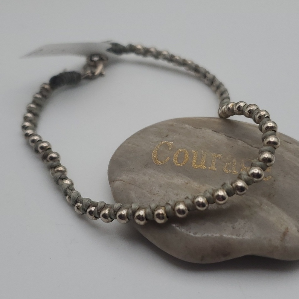 Silver bullet beaded woven bracelet‎ B1801